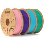 ELEGOO PLA Filament 1.75mm Pink/Purple/Sky Blue/Sea Green 4KG, 3D Printer Filament Dimensional Accuracy +/- 0.02mm, 1kg Cardboard Spool(2.2lbs) 3D Printing Filament Fits for Most FDM 3D Printers