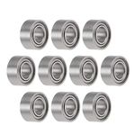 uxcell R144ZZ Deep Groove Ball Bearings 1/8" x 1/4" x 7/64" Double Shielded Chrome Steel P0(ABEC1) 10pcs