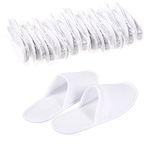 24 Pairs Disposable Spa Slippers Velvet Closed Toe Slippers for Hotel, Home, Guest Use, Fits up to US Men Size 10 and Women Size 11, White