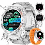 Military Smart Watch for Men Answer/Make Calls,1.39" Smartwatch with 400mAH,100+ Sport Modes,Heart Rate/Spo2/Sleep Tracker Fitness Sports Watch for Android iOS Silver