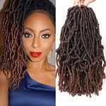 Leeven 12 Inch New Faux Locs Crochet Braids Hair for Distressed Butterfly Locs 108 Roots Ombre Brown Curly Wave Goddess Short Bob Locs for Black Women T30#/6Packs