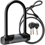 Via Velo Bike U-Lock with Cable, Heavy Duty Anti-Theft Bicycle U Locks with 8mm Braided Steel and 2 Keys, 4ft Length Security Cable for E-Bike, Scooter Mountain Road Bike