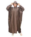 Goodluck Women's Big Size Poncho for rainy season, Rain Poncho, light weight reusable, packable and sturdy (IN, Alpha, 4XL, Brown)