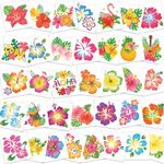 HOWAF 72PCS Hibiscus Glitter Tattoos Hawaii Flower Temporary Tattoos for Aloha Party Decoration, Summer Flower Face Tattoos, Hibiscus Flowers Fake Tattoos Stickers for Kids Women