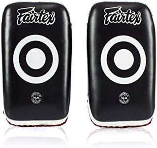 Fairtex Curved MMA Muay Thai Pads for Punching, Blocking, Kicking,Hand Punch, Hitting |Light Weight & Shock Absorbent Boxing Mitts | Extra Padding for Sparring - Black/White (Small, Pair)