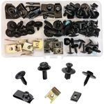 64 Pcs Car Screws and Nut Clip Kit,Car Body Undertray Fender Screws, Metal U-type Fastener Clip,Car Plastic Mounting Set for Bumper Mounting Clips Door Trim