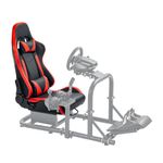 Gazzyt Racing Simulation Cockpit Adjustable Double Slide Gaming Seat Wear Resisting PU Leather Compatible with Simulator Mount Chair Ergonomic Red Bucket with Neck Pillow Lumbar