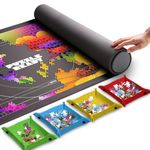 Puzzle Ready Jigsaw Puzzle Mat Roll Up - 46” x 29.5” Puzzle Mat Portable Up to 1500 Jigsaw Puzzles, 4 Puzzle Sorting Trays, Storage Bag, Foam Rolling Tube, 3 Hook & Loop Fastener Straps…