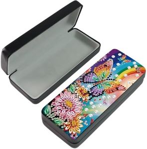 5D Diamond Art Painting Eye Glass Case Glasses Storage Box Diamond Painting Sunglass Case for Adults Flower Butterfly DIY Handmade Diamond Art Glasses Case for Art Craft Gift Travel Eyeglasses Box