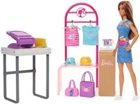 Barbie Doll & Accessories, Make & Sell Boutique Playset with Display Rack, Create Foil Designs