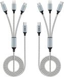 USB C Multi Charging Cable, (2 Pack 4FT), 3 in 1 Charging Cable Nylon Braided Universal Charging Cable with Type-C, Micro USB,IP Port for iPhone16/15 Series/Cell Phones & Pads and Other Devices