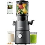 Canoly C03 Cold Press Juicer, 4.5" Wide Feed Chute Juicer Machine with 200W AC Motor, Fit Whole Vegetables & Fruits, 2-in-1 Strainer (Juice & Nut Milk Maker), Space-saving, Easy to Clean, Dark Gray