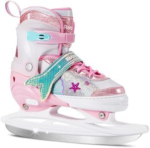 Mermaid Tail Girls Ice Skates, Adjustable Ice Skates for Kids Youth, Toddler Ice Hockey Skates for Beginners, Warm and Comfortable Lining Ice Skating Shoes for Outdoor and Rink (Medium, Pink)