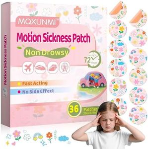 36ct Kids Motion Sickness Patches, Ear Patch For Sea Sickness Patch for Cruise, Ship Eez Sea Sickness Patches, Travel Essentials, Waterproof Patches Behind Ear, Custom Flower Pattern, Long Last 72h