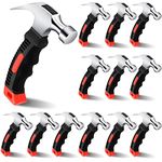 12 Pcs Stubby Claw Hammer, 8 Ounce Small Mini Stubby Hammer, Small Claw Hammers Lightweight Melt Claw Hammers Tool for Home Repair, Building, Work, Crafts Handmade Outdoor Camping (Black-Red)