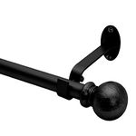 Elrene Home Fashions Farmhouse Ball Curtain Rod, Single Adjustable Curtain Rod, (Wrought Iron), (86X120)