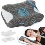 Elviros Cervical Neck Pillow for CPAP Users, CPAP Pillow for Side Sleeper, Ergonomic Orthopedic Neck Memory Foam Pillows, Dark Grey
