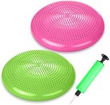 Silipull 2 Pcs Wiggle Seat Inflated Wobble Cushion Flexible Balance Disc with Air Pump for Core Stability Strengthening Improving Posture Physical Exercise (Green and Rose Red)