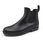 Amoji Unisex Chelsea Rain Boots Waterproof Ankle Boots Anti-slip Elastic Garden Shoes Short Booties Rainy Footwear Lady Girl Black Size 10 Women/8.5 Men