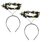 2 PCS Angel Halo Light Up Headband, 3 Warm Light Modes LED Glow Headdress with Feather for Halloween Dress up Cosplay