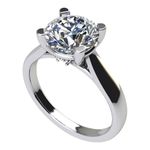 NANA Silver 9.0mm (3.00ct) Round Cut Zirconia Lucita Solitaire Ring-Platinum Plated-Size 8