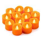 SingTok 12 Pack Tea Lights Candles Battery Operated, Flameless Orange Votive Electric Tealight Flickering, Battery Powered Outdoor LED Flicker Fake Candle Bulk for Christmas Halloween Pumpkin Light Holder