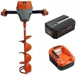 Redback 40V Ice Auger Modern Alternative to Hand Auger Ice Fishing Auger with Stainless Steel Blades Cordless Drill Ice Auger E808CKIT with 2AH Battery and 5A Charger