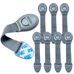 KidDough Furniture Safety Locks for Kids - Pack of 8 Grey, Child Safety Locks for Drawers, Cabinets, Fridge, Cupboard Lock, Baby Proofing Product, Strong and Adhesive Safety Locks