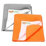 OYO BABY - Waterproof Baby Bed Protector Dry Sheets for New Born Babies - Reusable Mats - Cot & Bassinet Gift Pack -Small 70x50-(Grey + Peach)