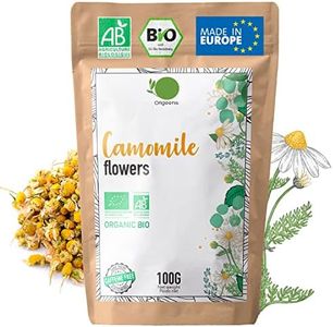 ORIGEENS ORGANIC CHAMOMILE TEA Sourced in Europe, 100g | Camomile Tea Whole Flower, Digestion & Sleep Easy Tea | Camomile Flowers - Organic Wild Chamomile Flowers