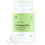 Bettervits Ashwagandha High Strength Complex with Passion Flower & Vitamin B | Organic KSM-66 Ashwagandha 800mg | Stress & Cortisol Support Supplement | 60 Capsules