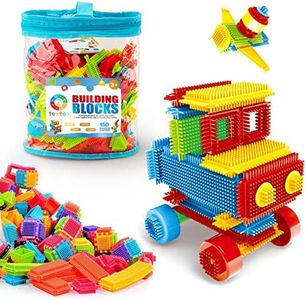 teytoy My Frist Baby Bristle Shape Blocks, 100pcs 3D STEM Soft Bristle Building Blocks Toy Set Learning Educational Preschool Toys for Kids Ages 3 and Up