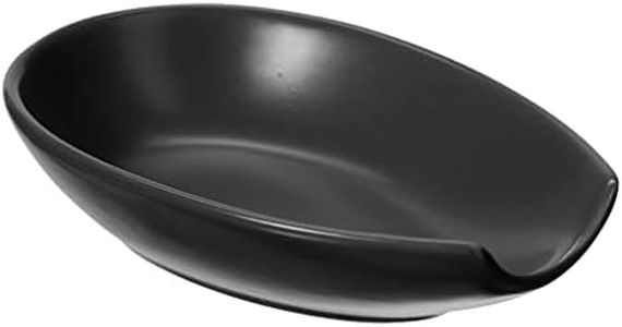 OGGI Spooner Ceramic Spoon Rest- Spoon Rest for Stove Top, Spoon Holder for Countertop, Kitchen Decor for Counter, Coffee Bar Accessories, Black