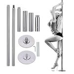 DORTALA 45mm Portable Stripper Dance Pole, Spinning Static Dancing Pole for Beginner & Professional Stripper Fitness, 440LBS Weight Capacity, Adjustable Dancer Pole for Home, Gym, Club, Pub, Easy Assembly