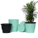 Livzing 10 Inch Self Watering Pot, Virgin Plastic Flower Pot For Indoor-Garden-Balcony-Home-Living Room-Kitchen-Office-Gifting, Self Watering Pots For Plants, Big Size Gamla Plant Pot (Blue-Pack of 5)