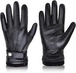 BISON DENIM Men's Genuine Leather Gloves Warm Wool Lining Leather Gloves Smartphone Touch Function Autumn & Winter