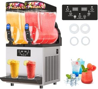 Commercial Slushy Machine, 15L x 2 Double Tank Frozen Drink Machine, 1000w Smoothie Margarita Slush Maker Slushie Machine for Restaurant Bar Cafes Party Home Use