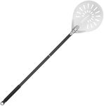 BEZORR Pizza Turning Peel 8 Inch, Perforated Pizza Peel, Anodized Aluminum Pizza Paddle with 57cm Non-Slip Heat Resistant Handle,Perforated Long Pizza Paddle for Homemade Pizza and Bread