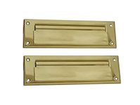 QCAA Solid Brass Mail Slot, with Solid Brass Interior Back Plate, 10" x 3", Polished Brass, 1 Pack, Made in Taiwan