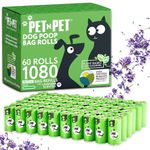 PET N PET 1080 Counts Scented Poo Bags Dogs, USDA Certified 38% Biobased Dog Poop Bags Rolls, 60 Large Poo Bags, Thick Dog Poo Bags