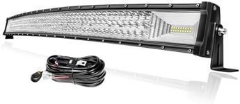 PICAA Curved 42 inch 540W Car Led Light Bar with 12V Wiring Harness Cable Kit, Tri Row Offroad Light Bar Driving Fog Lamp Work Lights for 4x4 Truck SUV ATV, Flood Spot Combo Beam 6000K White