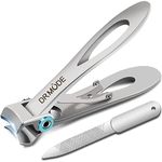 Nail Clippers - USHION 15mm Wide Jaw Opening Stainless Steel Fingernail and Toenail Clippers Cutter for Thick Nails with Fingernail File for Men & Women Big