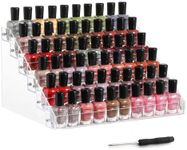 QIANQIAO Nail Polish Organizer, 6-layer Acrylic Display Rack, Can Store Eye Shadow Tray, Cosmetics, Sunglasses Display Rack, Nail Polish Display Rack, Can Hold 60 Bottles of Nail Polish