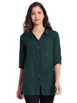 Indietoga Women's Plus Size Casual Rayon Longline Shirt Tops (10001372_Green Solid_4XL)