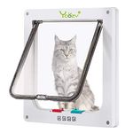 Ycozy Ultra-Thin Version Large Cat Doors (Outer Size 11" x 9.8") 4-Way Locking Indoor Pet Door for Interior Exterior Doors, Kittens & Doggies Weatherproof Cat Flap for Door/Wall/Window