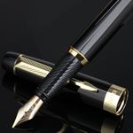 BOCIYER Fountain Pen with Fine Nib & Black Ink, Refillable & Elegant Bent Nib Design, Fountain Pens for Writing, Best Fountain Pen for Smooth & Fancy Writing(Black)