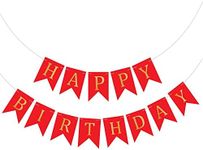 Happy Birthday Banner Backdrop Colorful Decoration Birthday sign for wall Party Supplies Backyard Decore Birthday Flag Bunting - 8 feet total signs (3 feet HAPPY, 5 feet BIRTHDAY) Red