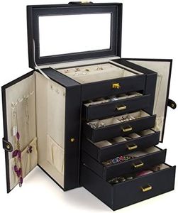 Kendal Huge Leather Jewelry Box/Case/Storage LJC-SHD5BK (Black)