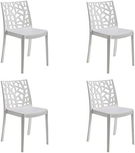 Totò Piccinni Sedia MATRIX in polipropilene design impilabile per esterno Made in Italy (4, Bianco)
