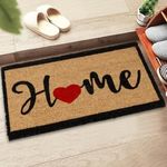 Door mat Natural Coir Backed by PVC Door Mat Printed Long Lasting Entrance Anti Skid for Indoor,Outdoor, Home and Office - 75 x 1.5 x 45cm (Home)